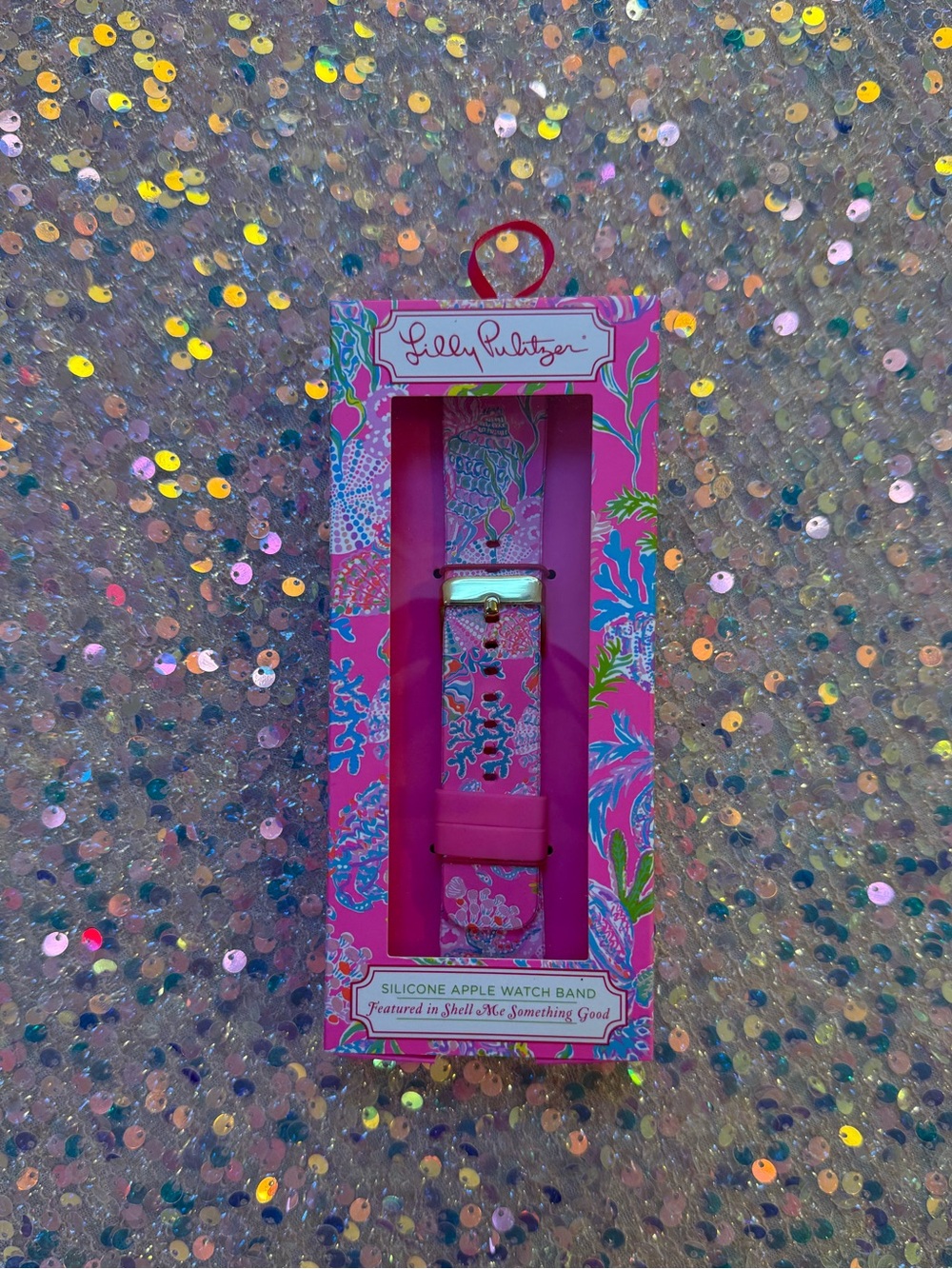 NIB Lilly Pulitzer Silicone Apple Watch Band in "Shell Me Something Good"